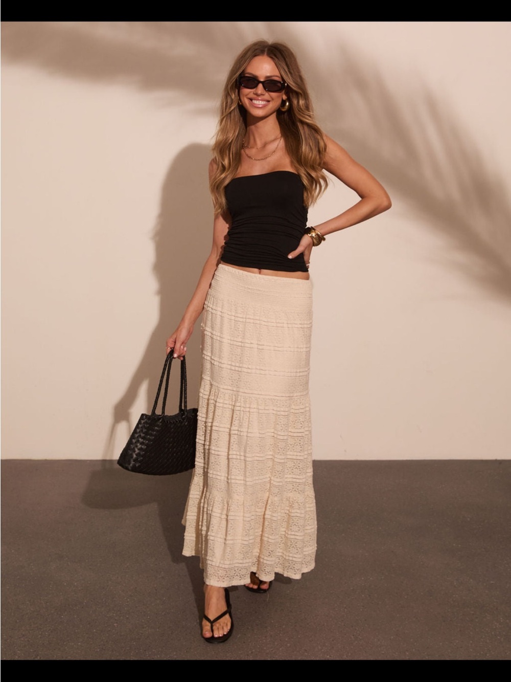 Vici Ruffle Lace Maxi Skirt